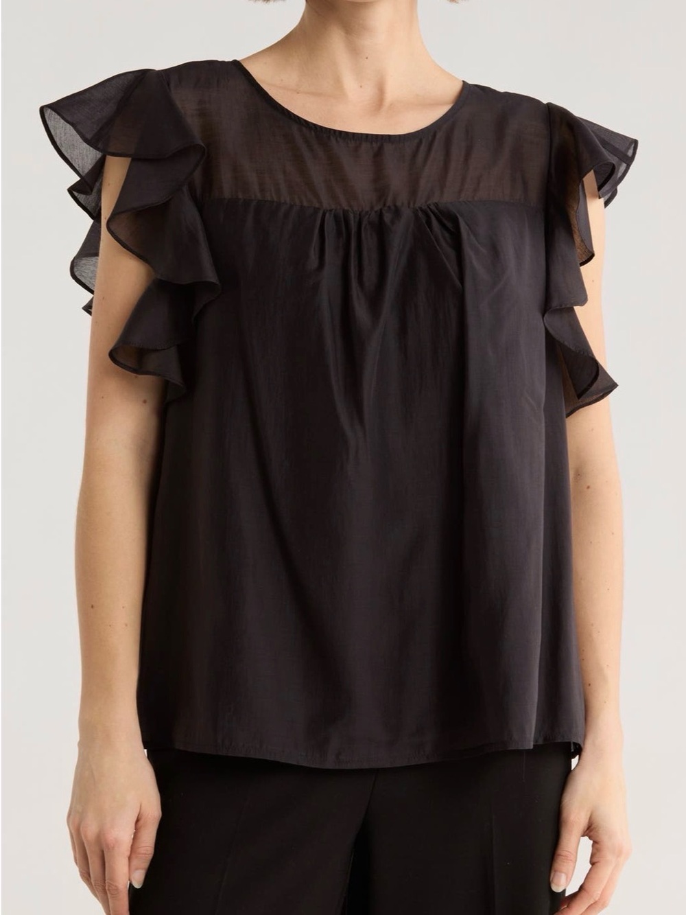 Ted Baker Black Ruffle Sleeve Women's Top